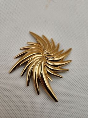 Gold Spiral Sunburst Brooch - Women's Jewelry